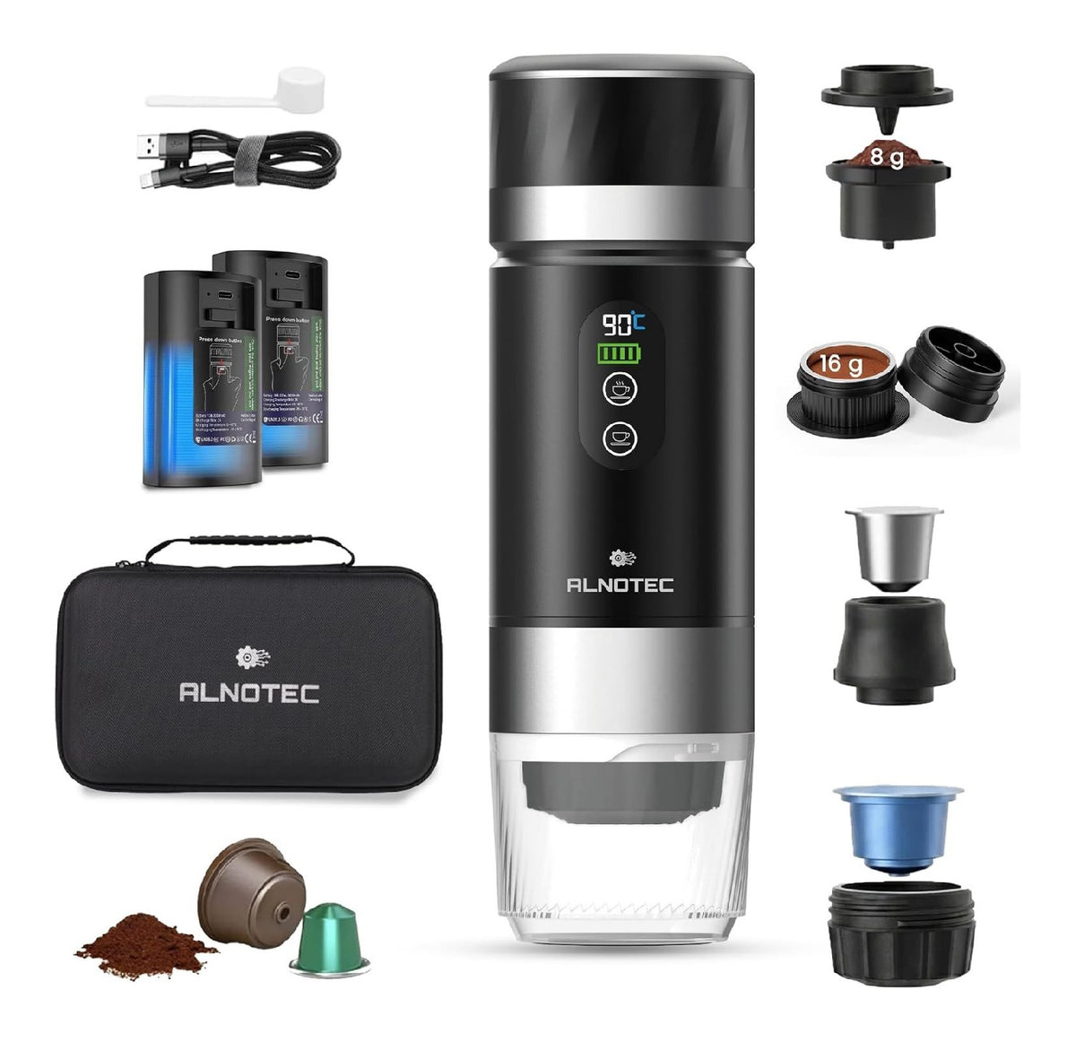 Macchina espresso portatile nero portatile