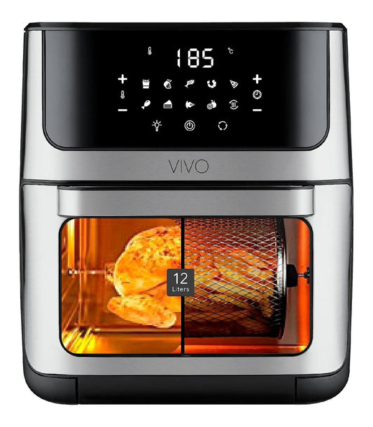 Friggitrice ad aria con comandi touch funzionamento automatico rosso con display