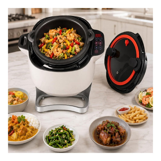 Friggitrice elettrica funzionamento automatico portatile rosso