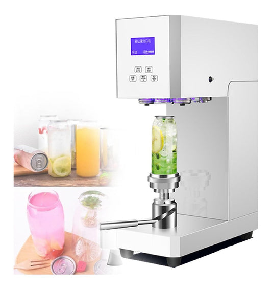 Macchina per sigillare lattine intelligente, funzionamento automatico bianco