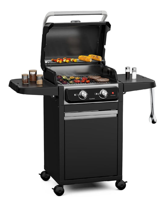 Grill elettrico in acciaio inox blu