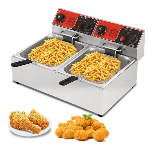 Friggitrice elettrica 8 L con timer rosso