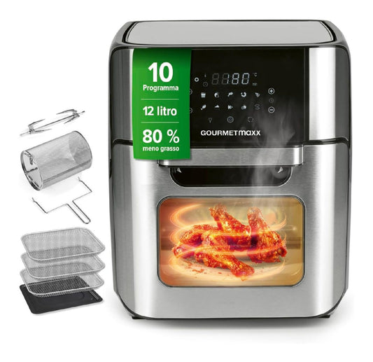Friggitrice elettrica digitale con comandi touch argento