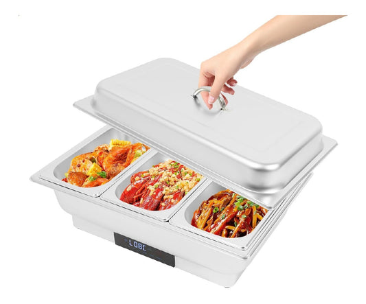 Piatto Chafing acciaio inox con digitale con comandi touch argento